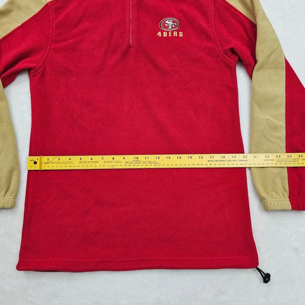 San Francisco 49ers Quarter Zip Fleece Mens M NFL Team‎ Apparel Red Tan Pullover